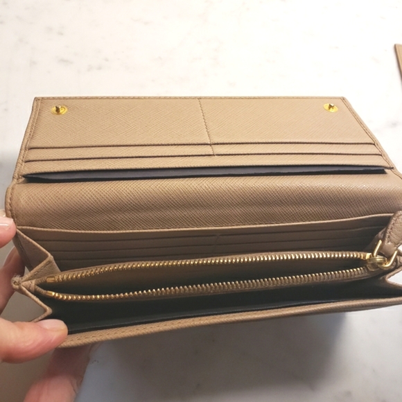 Prada Gold Bar Flap Wallet with Detachable Credit Card Holder - Picture 7 of 14